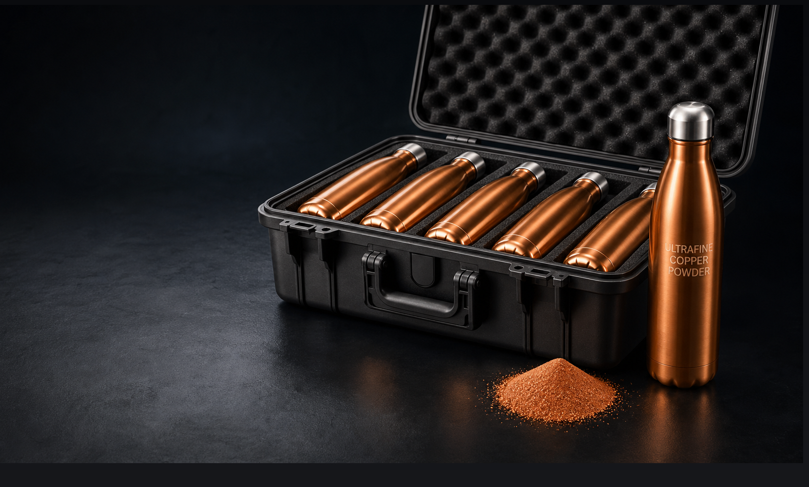 Ultrafine Copper Powder — protective case and product bottle