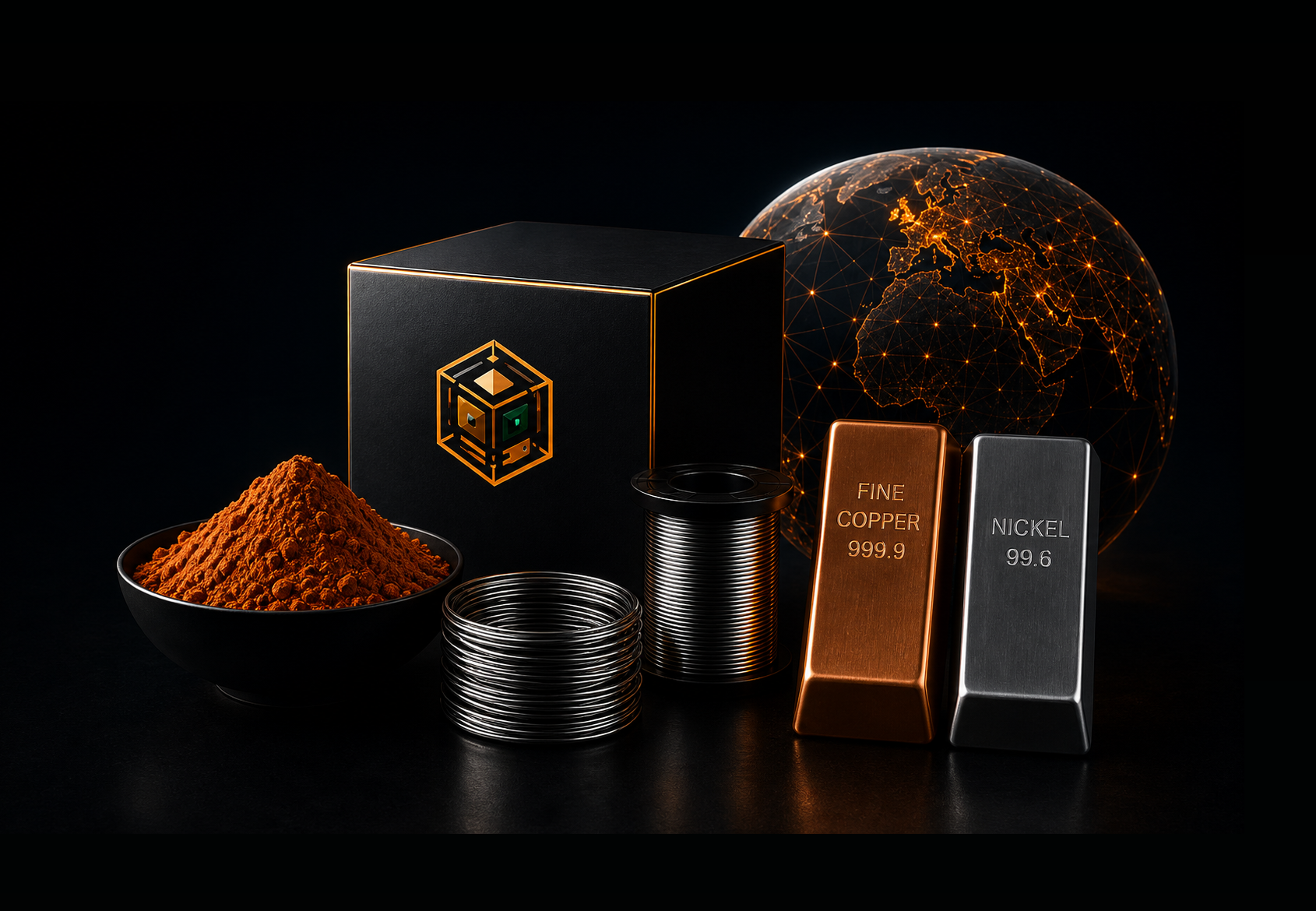 ReserveChain verified reserves — copper powder, nickel wire, fine copper and nickel bars